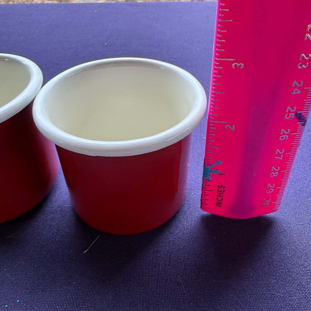 Vintage Home Red and White Enamel Espresso Mugs Set of 2 - Picture 4 of 4